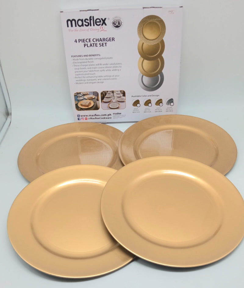 Masflex Plates Charger 4pc Gold QH-C08/4 | Gold Metallic
