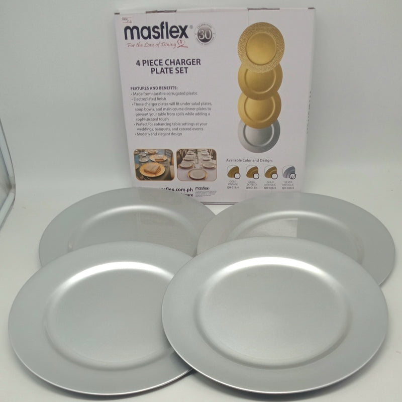 Masflex Plates Charger 4pc Silver QH-C09/4