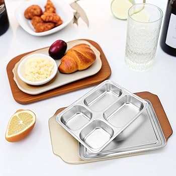 Plate 55S 4 Division 9401-S With Cover Rectangle Stainless