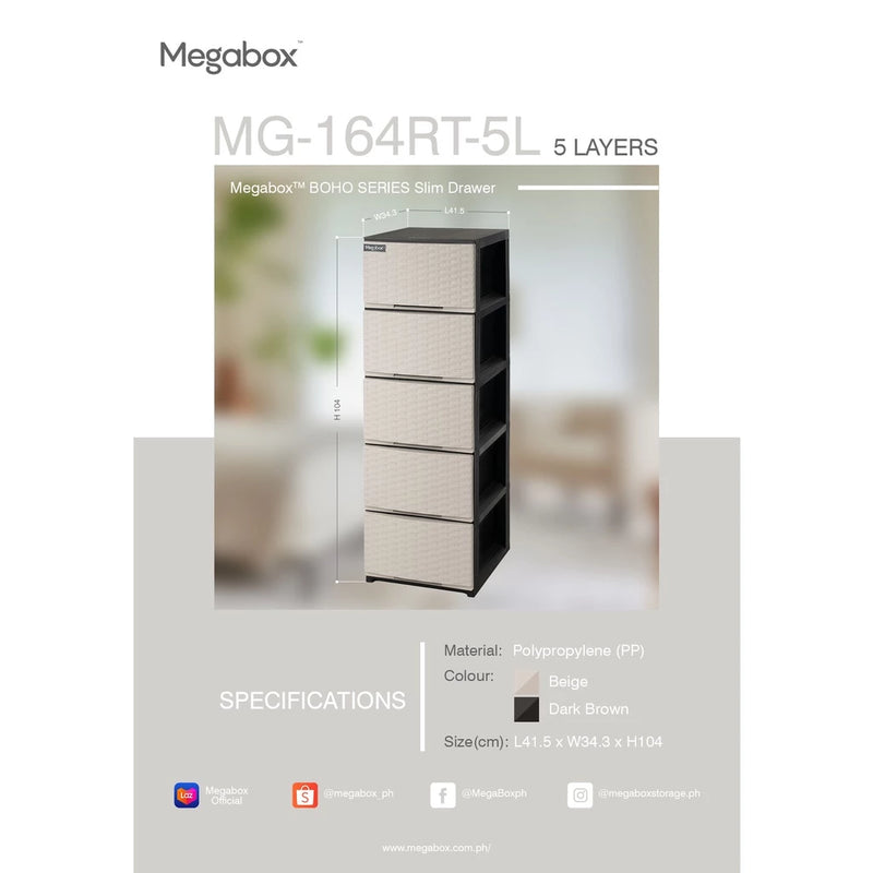 Megabox Drawer MG-164 Rattan 5Layer